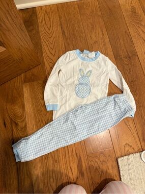 Kids Light Blue and White Bunny Pajama Set